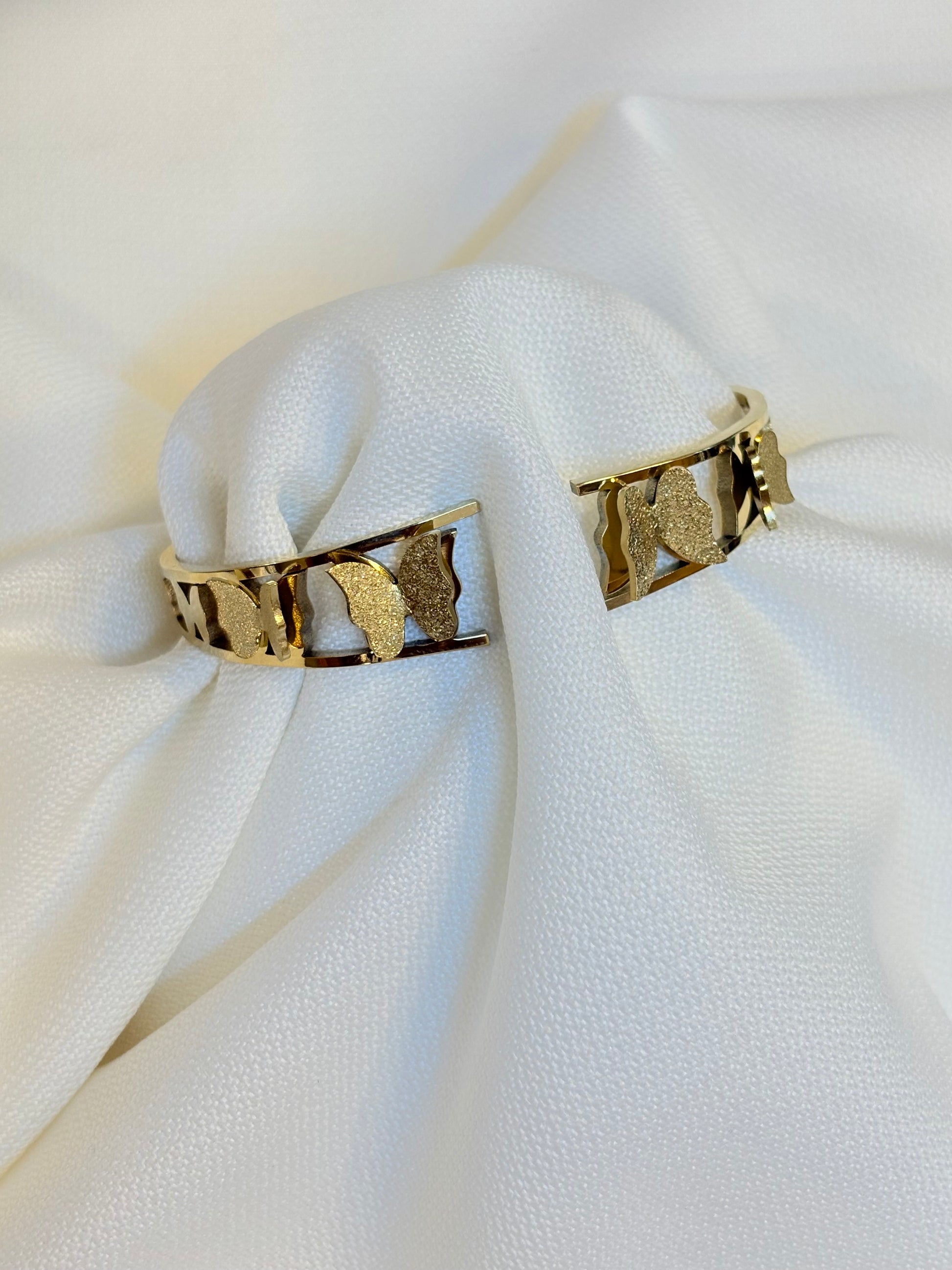 Stainless Steel Butterfly Lovers Cuff